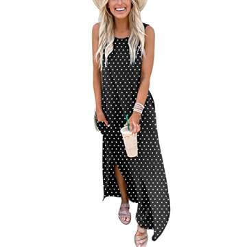 ANRABESS Women Casual Loose Sundress Sleeveless Split Maxi Long Beach Shirt Dress Travel Vacation 2025 Summer Outfits Floral Print Medium