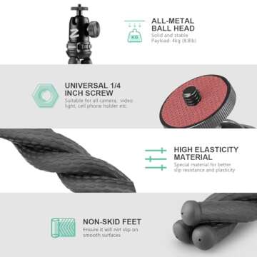 Zeadio Flexible Camera Tripod Kits, 360° Rotatable with Durable Build
