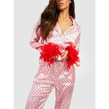 Faretumiya Heart Print PJ Set for Women - Cute Valentine's Day Sleepwear