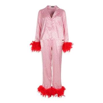 Faretumiya Heart Print PJ Set for Women - Cute Valentine's Day Sleepwear