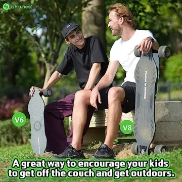 isinwheel V6 Electric Skateboard, 450W Peak Power, 10 Miles Max Range, 12 MPH Top Speed, 8 Layers Maple E-Skateboard with Wireless Remote Control, 3 Speed Adjustment, 264Lbs Max Load