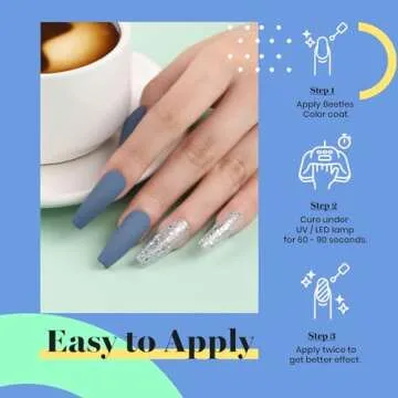 Beetles Gel Nail Polish, 1Pcs 15ML In the Grayish Blue Color Soak Off Gel Polish Nail Art Manicure Salon DIY Uv Nail Lamp Gel Nail Design Decoration at Home