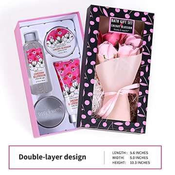 Bath and Body Gift Set for Women - Cherry Blossom Scent with Spa Gift Box, 5 Piece Home Spa Set Incl...