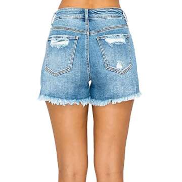 WAX JEAN Collection Women's Stretch Boyfriend Denim Shorts, light, s