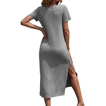 Dyexces Women Summer Casual Maxi T Shirt Dress with Pockets