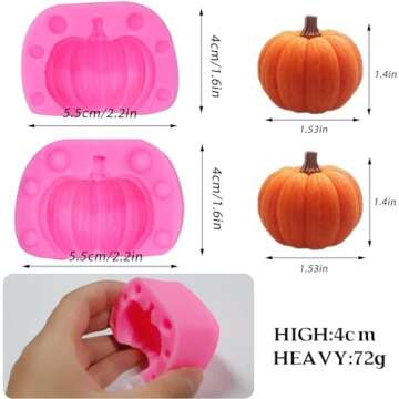 4 Pairs Pumpkin Silicone Molds for Fall Baking