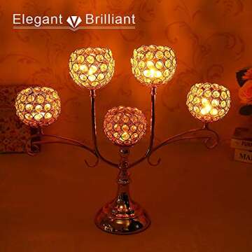 VINCIGANT 5 Candle Gold Candelabra - Elegant Centerpiece