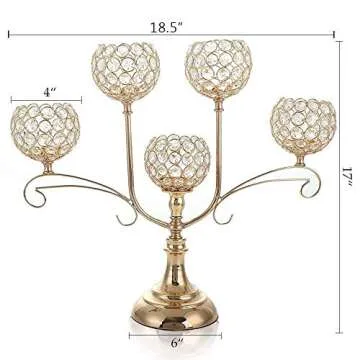 VINCIGANT 5 Candle Gold Candelabra - Elegant Centerpiece