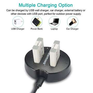 Newmowa NB 13L Dual USB Charger for Canon NB-13L and PowerShot G5X, G7X, G7 X Mark II, G9X, G9 X Mar...