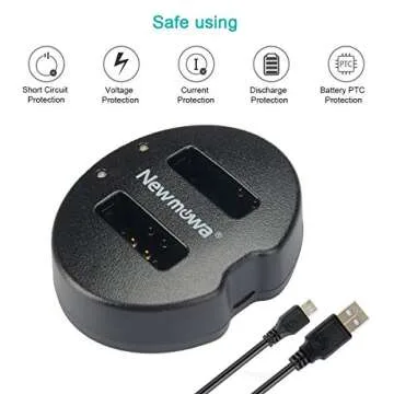 Newmowa NB 13L Dual USB Charger for Canon NB-13L and PowerShot G5X, G7X, G7 X Mark II, G9X, G9 X Mark II, G1 X Mark III, SX620 HS, SX720 HS, SX730 HS