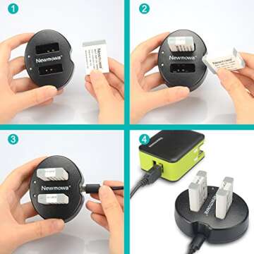 Newmowa NB 13L Dual USB Charger for Canon NB-13L and PowerShot G5X, G7X, G7 X Mark II, G9X, G9 X Mark II, G1 X Mark III, SX620 HS, SX720 HS, SX730 HS