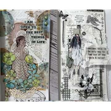 Diuhofart 20 Sheets Scrapbook Paper A5 Size Textured Papers, White Mulberry Art Paper Craft Materials for DIY Card Making, Collage, Decoupage, Junk Journaling Supplies