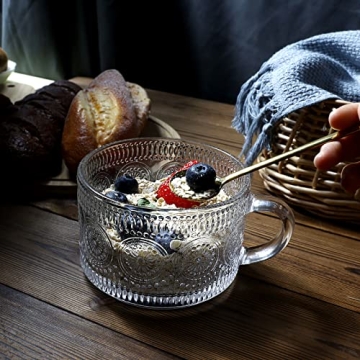 Elegant Vintage Glass Coffee Mugs Set with Lids and Spoons