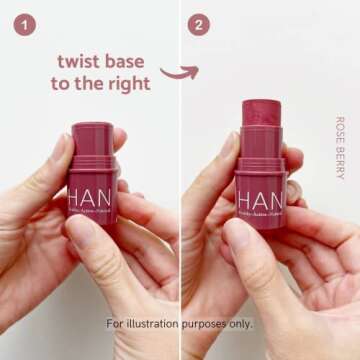 HAN Skincare Cosmetics Vegan, Cruelty-Free, 3-in-1 Multistick for Cheeks, Lips, Eyes, Cherry Cosmos | Large