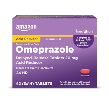 Amazon Basic Care Omeprazole Delayed Release Tablets 20 mg for Heartburn Relief