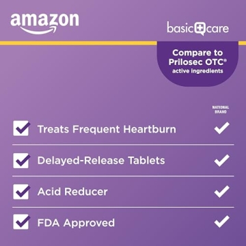 Amazon Basic Care Omeprazole 20 mg Delayed Release for Heartburn