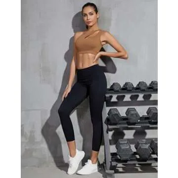 Sykooria Women's One Shoulder Sports Bras Workout Tops Padded Yoga Bra Medium Support Athletic Bras