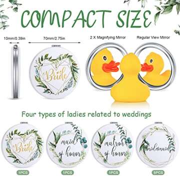 Unittype 8 Pack Bridesmaid Gifts Compact Mirror Bridal Shower Wedding Floral Round PU Leather Makeup...