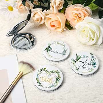 Elegant 8 Pack Bridesmaid Compact Mirrors for Weddings