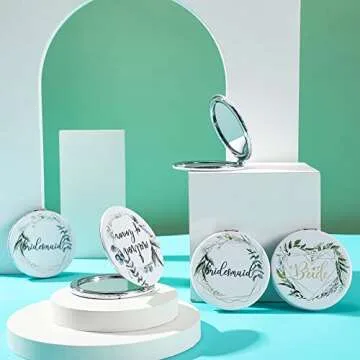 Elegant 8 Pack Bridesmaid Compact Mirrors for Weddings