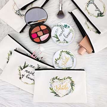 Elegant 8 Pack Bridesmaid Compact Mirrors for Weddings