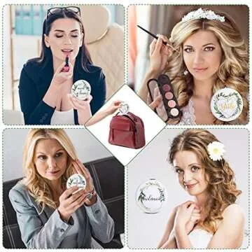 Elegant 8 Pack Bridesmaid Compact Mirrors for Weddings