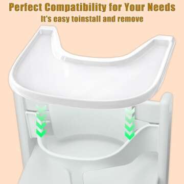 High Chair Tray Compatible with Stokke Tripp Trapp Chair with Smooth Surface and Strong Suction - Made from Food Safe Plastic (BPA BPS BPF Lead and Phthalate Free) - White