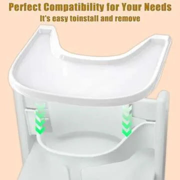 High Chair Tray Compatible with Stokke Tripp Trapp Chair with Smooth Surface and Strong Suction - Made from Food Safe Plastic (BPA BPS BPF Lead and Phthalate Free) - White