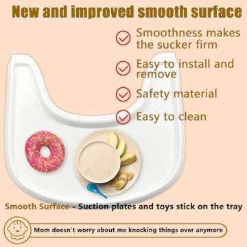 High Chair Tray Compatible with Stokke Tripp Trapp Chair with Smooth Surface and Strong Suction - Made from Food Safe Plastic (BPA BPS BPF Lead and Phthalate Free) - White