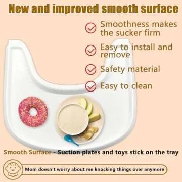 High Chair Tray Compatible with Stokke Tripp Trapp Chair with Smooth Surface and Strong Suction - Made from Food Safe Plastic (BPA BPS BPF Lead and Phthalate Free) - White