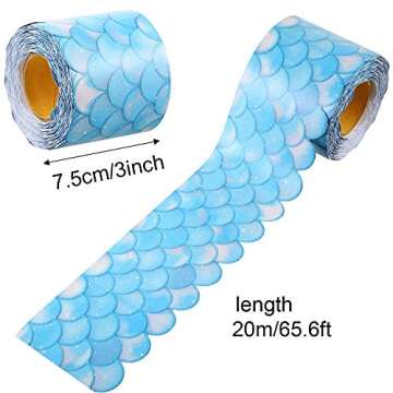 65.6 Feet Turquoise Scallop Bulletin Board Borders - Decorative Trim for Classrooms