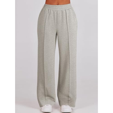 Aleumdr Two Piece Outfit Sweatsuit Wide Leg Sweatpant Lounge Matching Sets Fleece Womens Lounge Set Half Zip Sweatshirt Oversized Pullover Tracksuit 2024 Fall Travel Clothing Grey