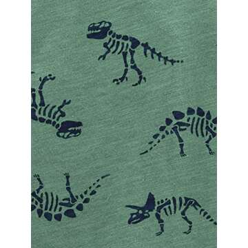 Simple Joys by Carter's Boys' 3-Pack Long Sleeve Shirts, Dark Grey Stripe/Grey Dots/Spruce Green Dinosaur, 3T
