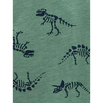 Simple Joys by Carter's Boys' 3-Pack Long Sleeve Shirts, Dark Grey Stripe/Grey Dots/Spruce Green Dinosaur, 3T