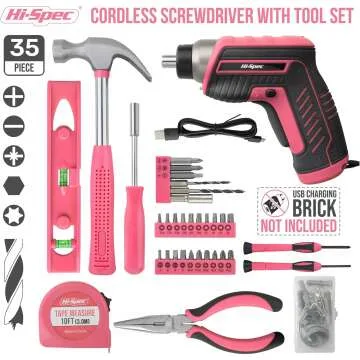 Pink Tool Kit with Electric Screwdriver - 35pc Set