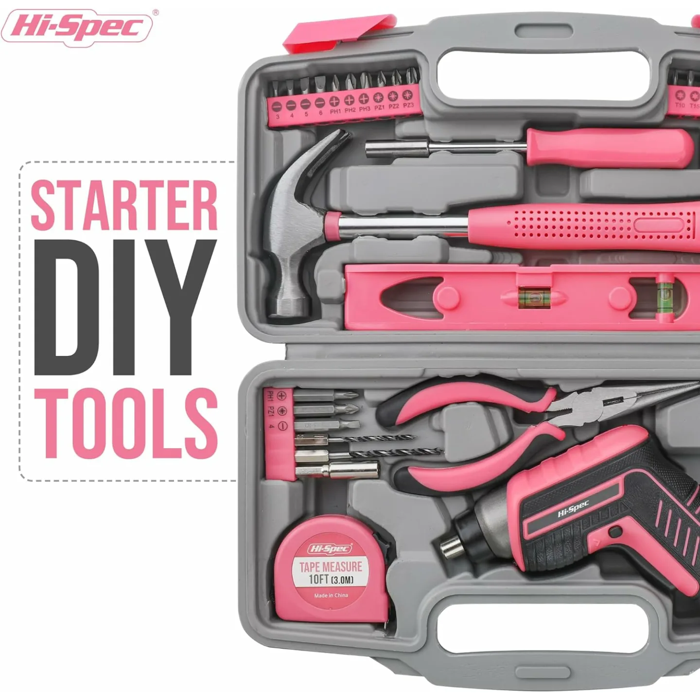 Pink Tool Kit with Electric Screwdriver - 35pc Set