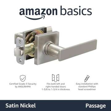 Amazon Basics Contemporary Stamford Door Lever - Elegant Design, Durable Build