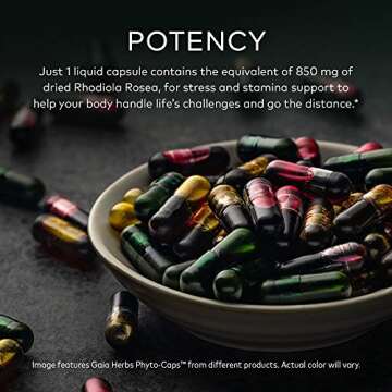 Gaia Herbs Rhodiola Rosea Vegan Capsules - Adaptogenic Stress Support, 120 Count