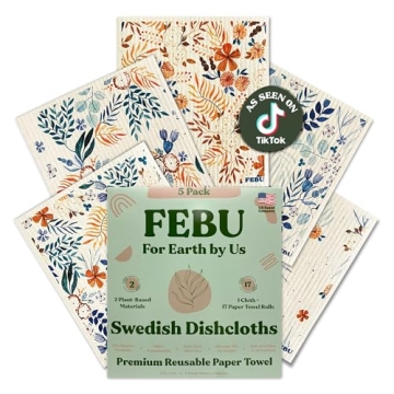 FEBU Swedish Dishcloths for Kitchen | 5 Pack Fresh Flowers Reusable Paper Towels Washable | Swedish ...