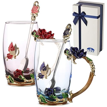 BTaT Floral Glass Tea Cups – Elegant Flower Design Perfect for Women