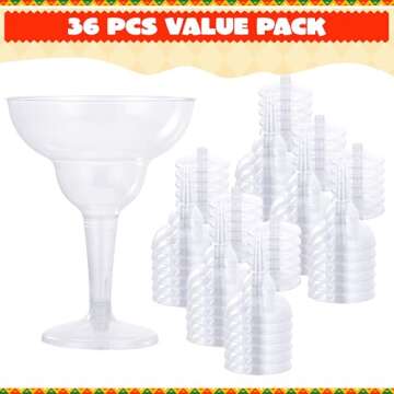 JOYIN 36 pcs Clear Plastic Martinni Glasses, 12 oz Disposable Plastic Margarita Cups, plastic champa...
