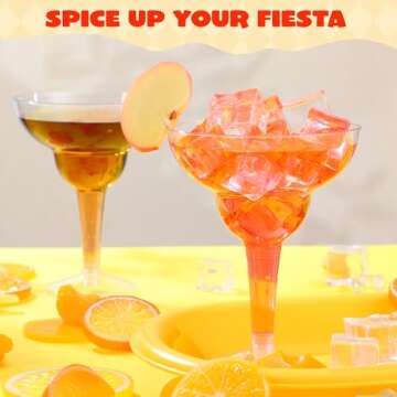 JOYIN 36 pcs Clear Plastic Martinni Glasses, 12 oz Disposable Plastic Margarita Cups, plastic champagne glass, cocktail Cup for Fiesta, Taco Night, and Mexican Themed Party Supplies
