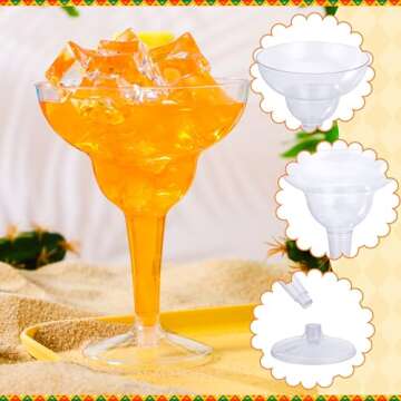 JOYIN 36 pcs Clear Plastic Martinni Glasses, 12 oz Disposable Plastic Margarita Cups, plastic champagne glass, cocktail Cup for Fiesta, Taco Night, and Mexican Themed Party Supplies