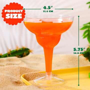 JOYIN 36 pcs Clear Plastic Martinni Glasses, 12 oz Disposable Plastic Margarita Cups, plastic champagne glass, cocktail Cup for Fiesta, Taco Night, and Mexican Themed Party Supplies