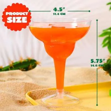 JOYIN 36 pcs Clear Plastic Martinni Glasses, 12 oz Disposable Plastic Margarita Cups, plastic champagne glass, cocktail Cup for Fiesta, Taco Night, and Mexican Themed Party Supplies