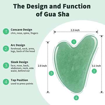 FACEMADE Gua Sha and Jade Roller, Guasha Massage Facial Tool for Eyes, Neck Body Skin Care, Beauty Natural Jade Stone for Relieving Wrinkles and Firming
