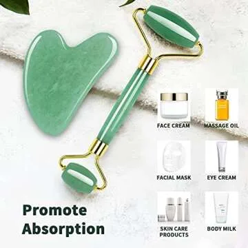 FACEMADE Gua Sha and Jade Roller, Guasha Massage Facial Tool for Eyes, Neck Body Skin Care, Beauty Natural Jade Stone for Relieving Wrinkles and Firming
