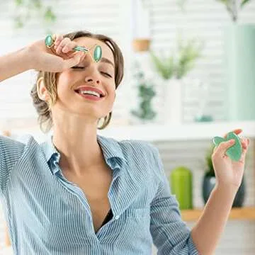 FACEMADE Gua Sha and Jade Roller, Guasha Massage Facial Tool for Eyes, Neck Body Skin Care, Beauty Natural Jade Stone for Relieving Wrinkles and Firming