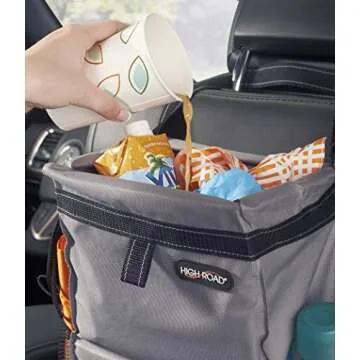High Road Car Back Seat Trash Bag with Tissue Holder and Cup Holder Pockets - Holds Full Size Tissue...