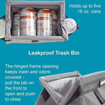 High Road Car Back Seat Trash Bag with Tissue Holder and Cup Holder Pockets - Holds Full Size Tissue Box - 2 Gal Covered Car Trash Can